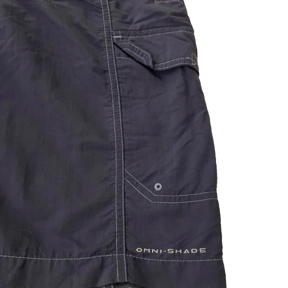 Columbia SWIM‎ TRUNKS Bathing Suit Men's Size S Navy Blue Packable Belted Shorts